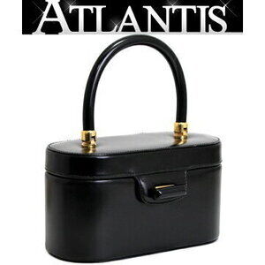 Gucci Top Handle Turnlock Handbag Vanity Black Calf Leather